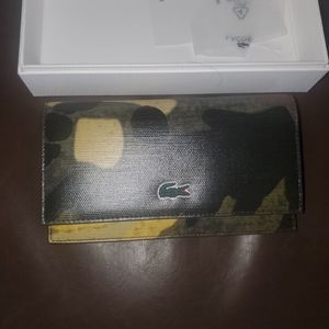 Lacoste army green camouflage wallet NWT